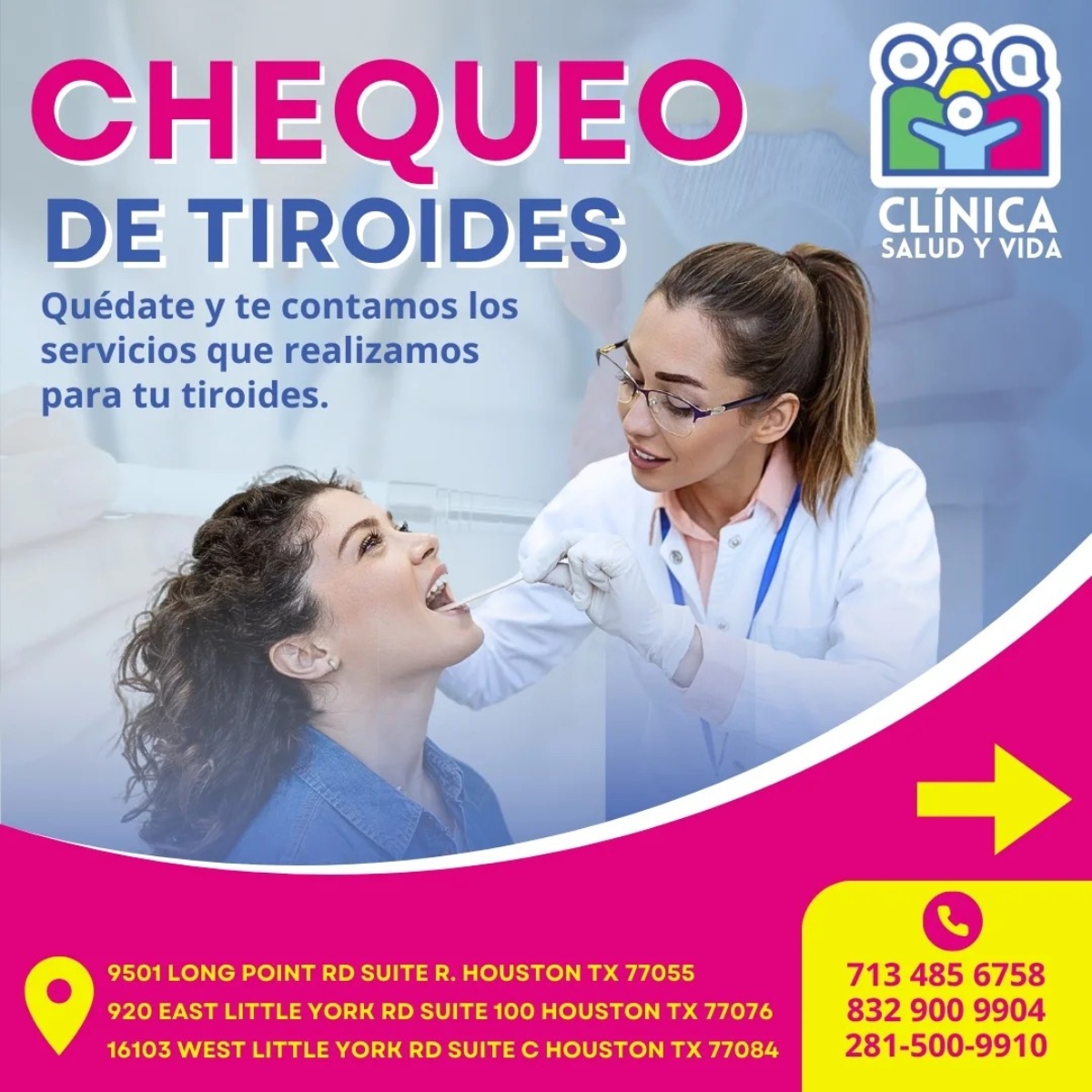 clínica Salud y Vida, chequeo de tiroides, enfermedades de la tiroides, chequeo médico, QuéOnnda