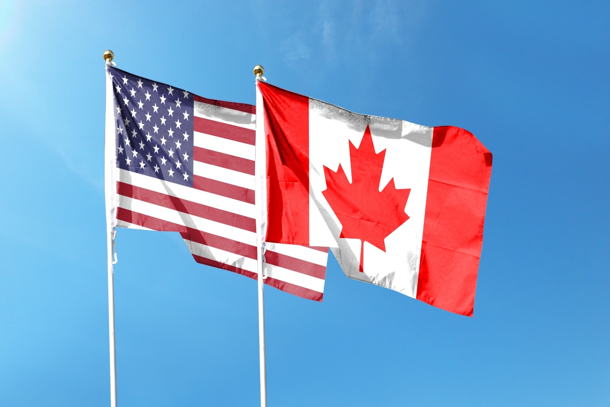Canadá, EEUU, bandera, frontera
