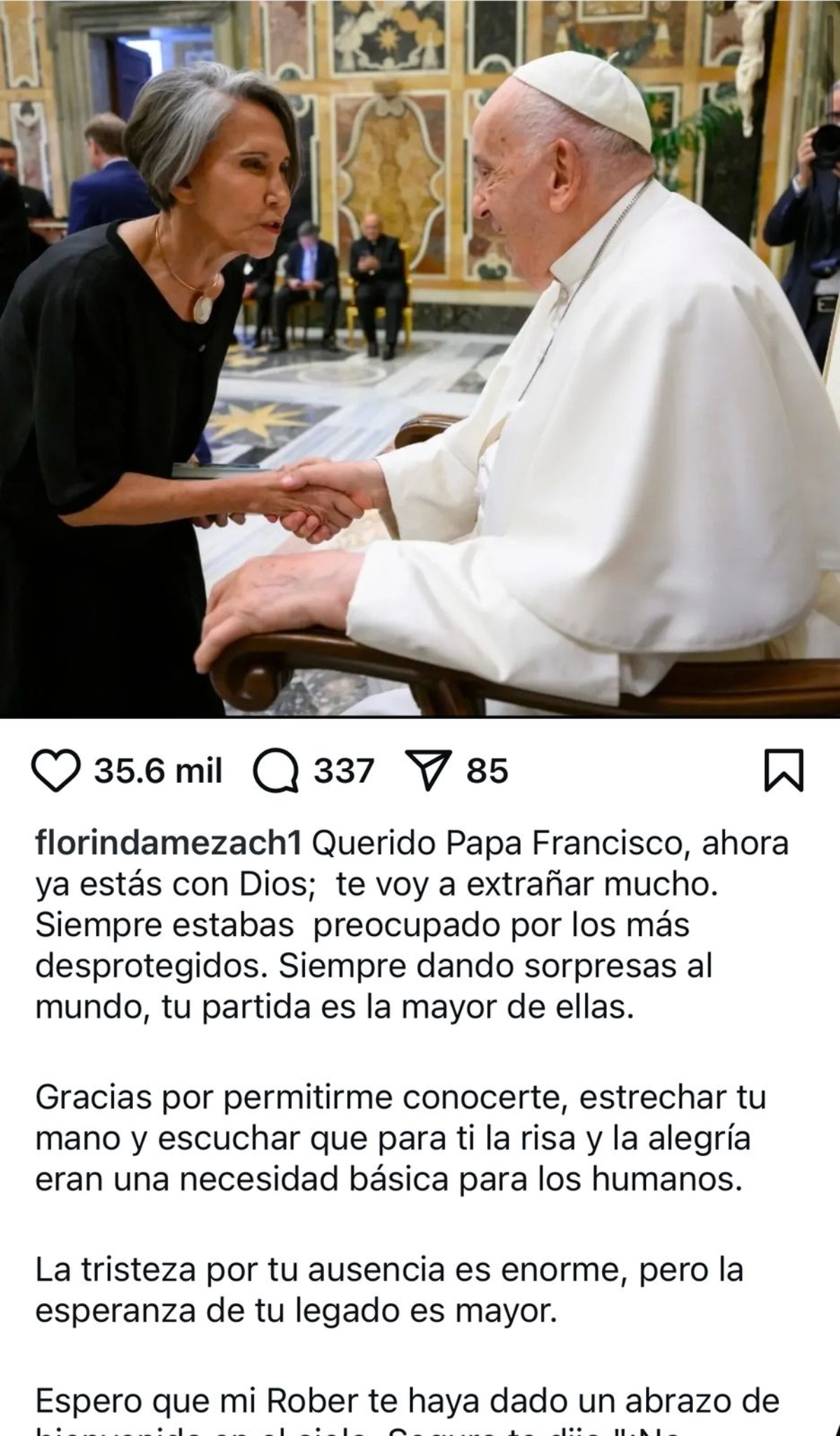 Florinda Meza, Papa Francisco