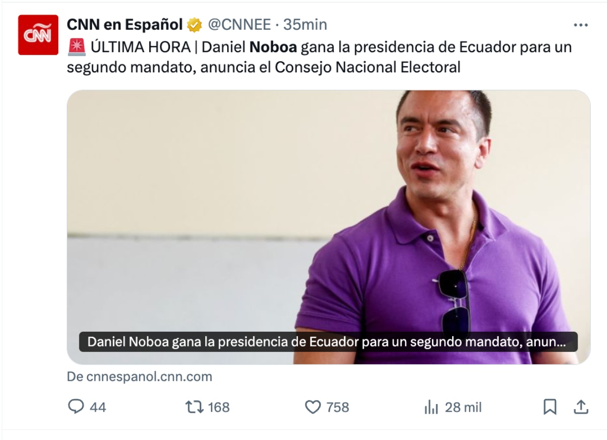 Daniel Noboa, Ecuador, elecciones Ecuador, reelección, QuéOnnda
