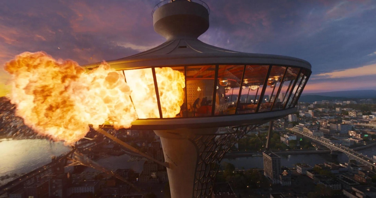 explosión, torre, cine