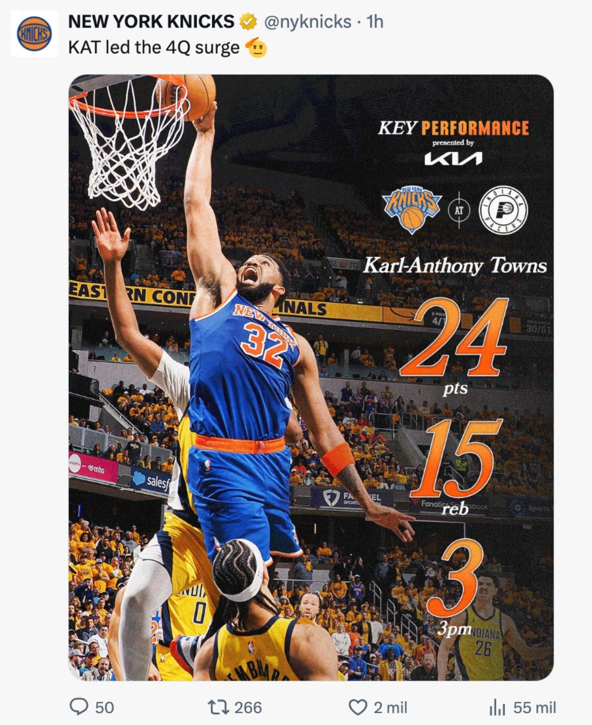 Towns Knicks remontada Pacers, Knicks, Pacers, Karl-Anthony Towns, QuéOnnda
