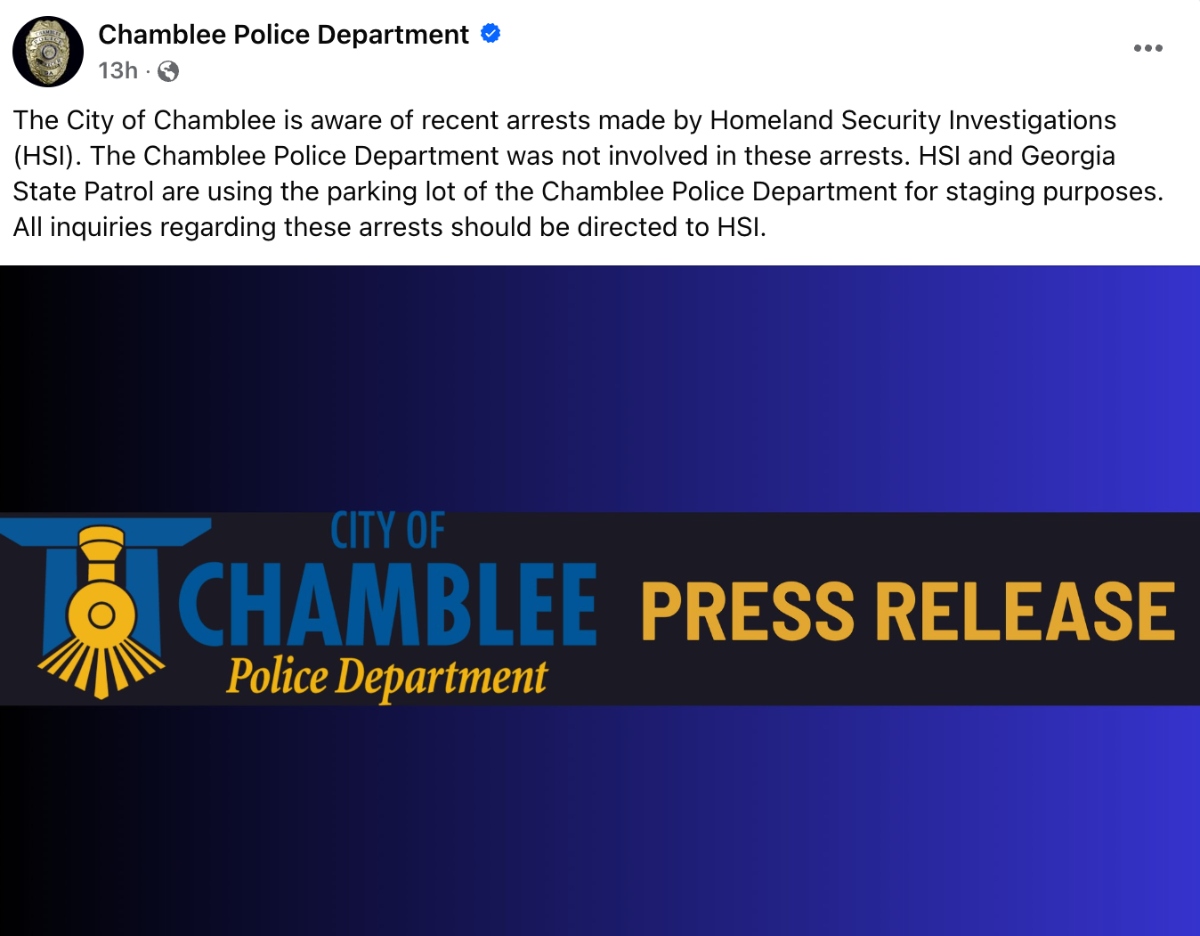 Departamento de Policía de Chamblee, comunicado de prensa, arrestos, policía, QuéOnnda