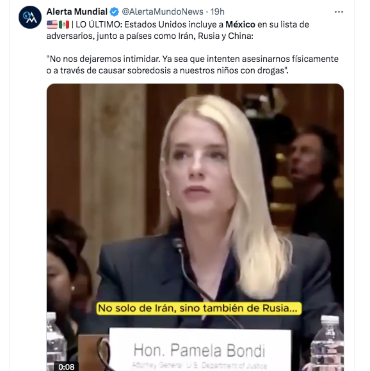 Pam Bondi, Claudia Sheinbaum, México