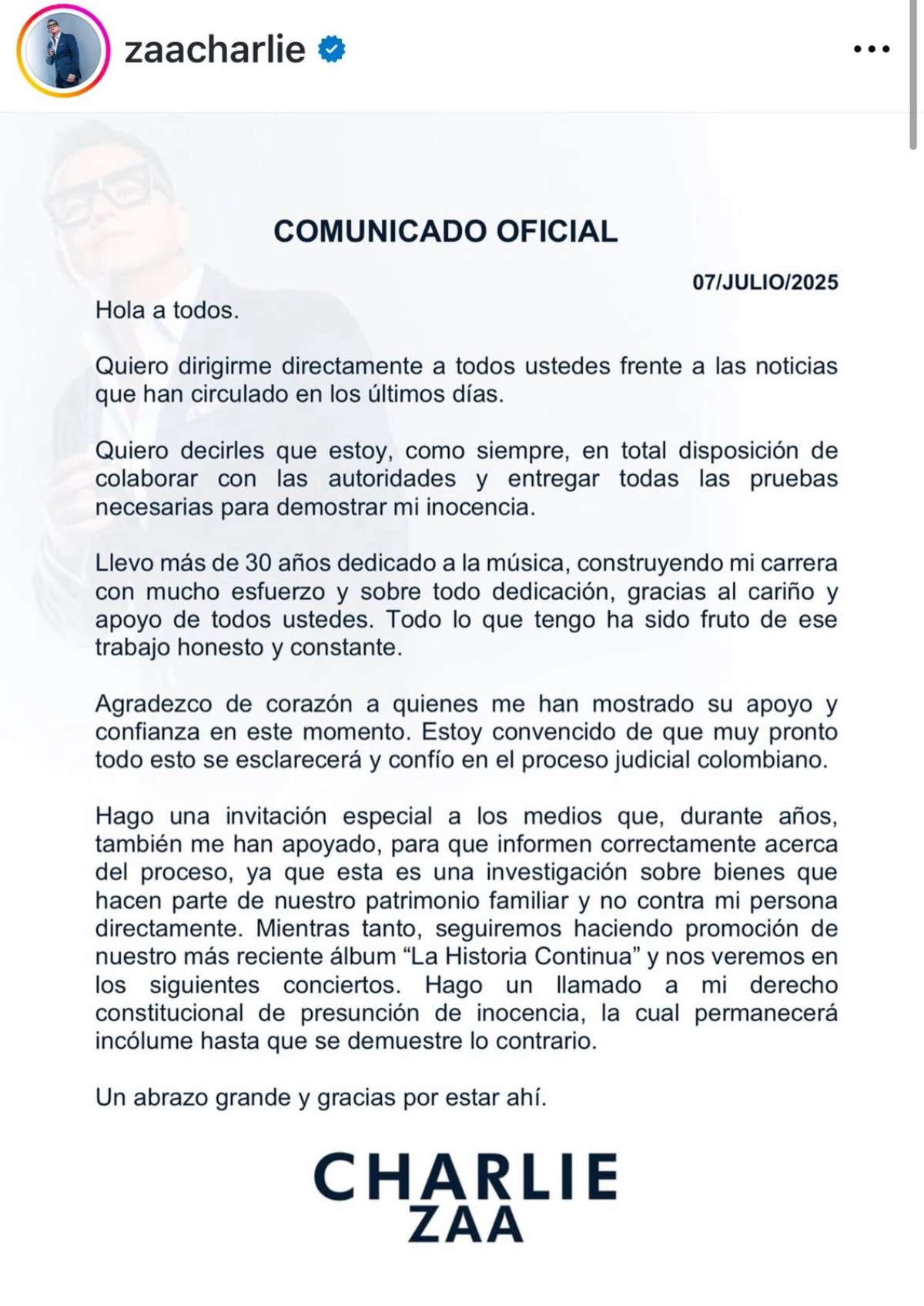 Charlie Zaa, música, entretenimiento