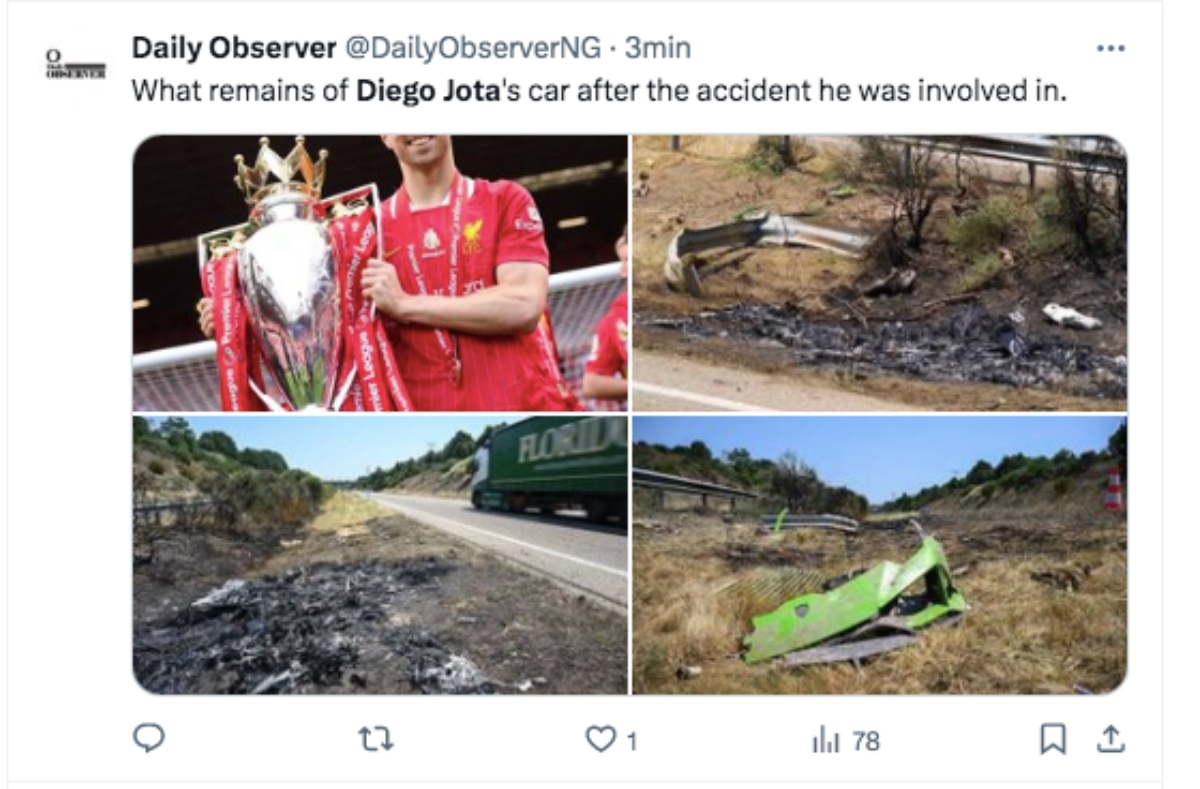 Diego jota, muerte, accidente