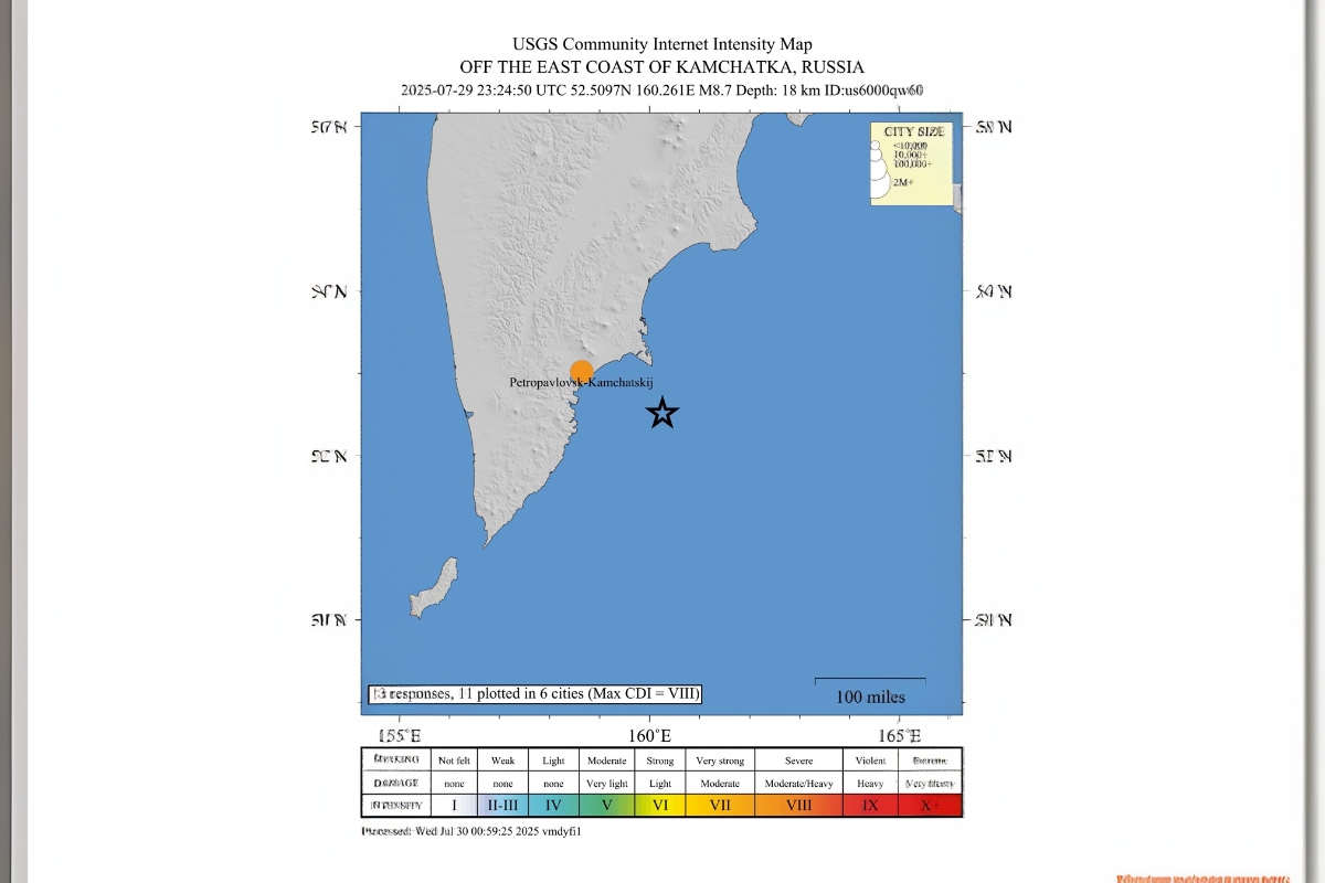 EEUU emite alerta naranja de tsunami tras sismo de 8.8 en Kamchatka