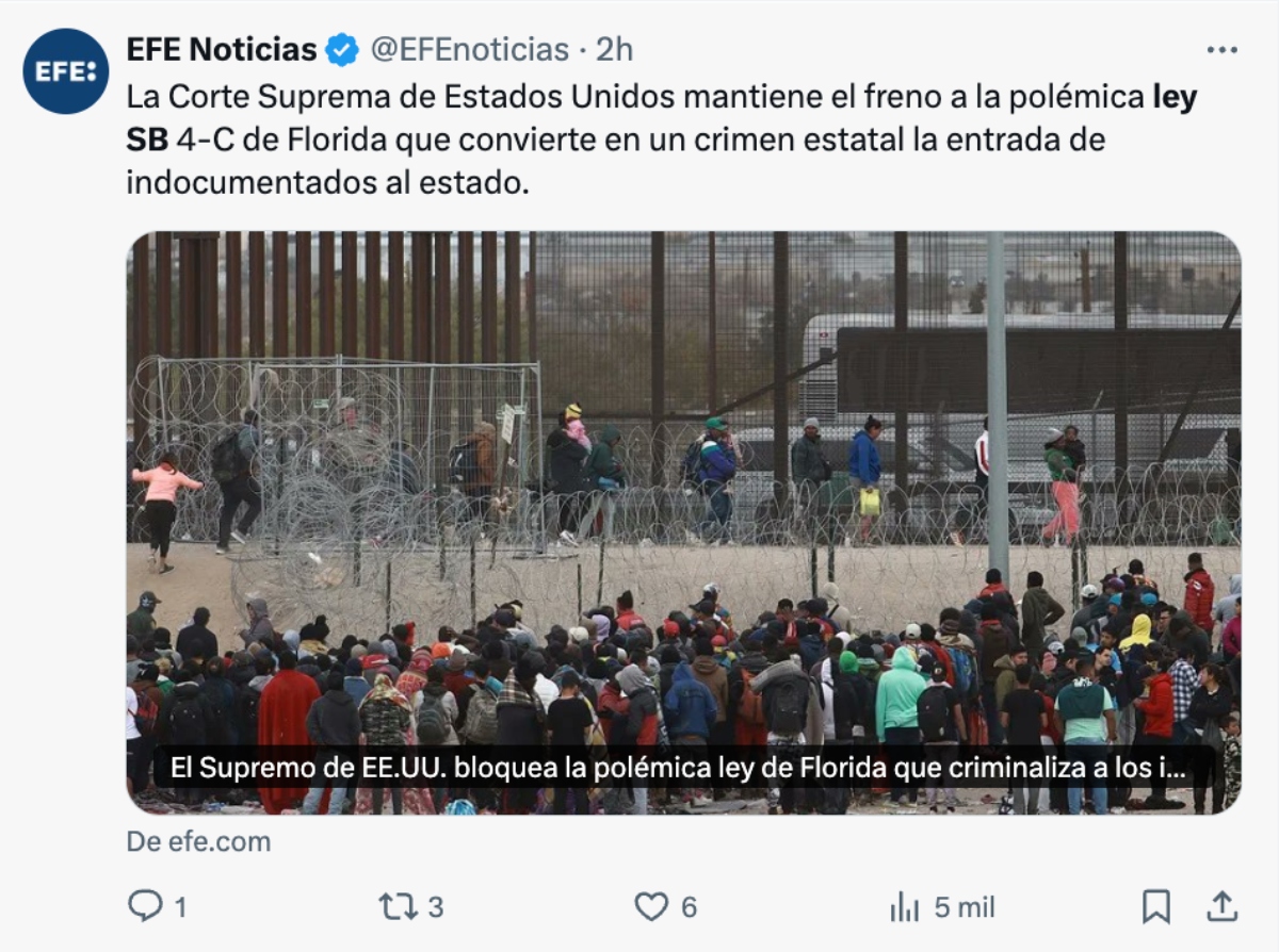bloqueo Ley SB 4C, Ley SB 4C, ley antiinmigrante, Florida, QuéOnnda