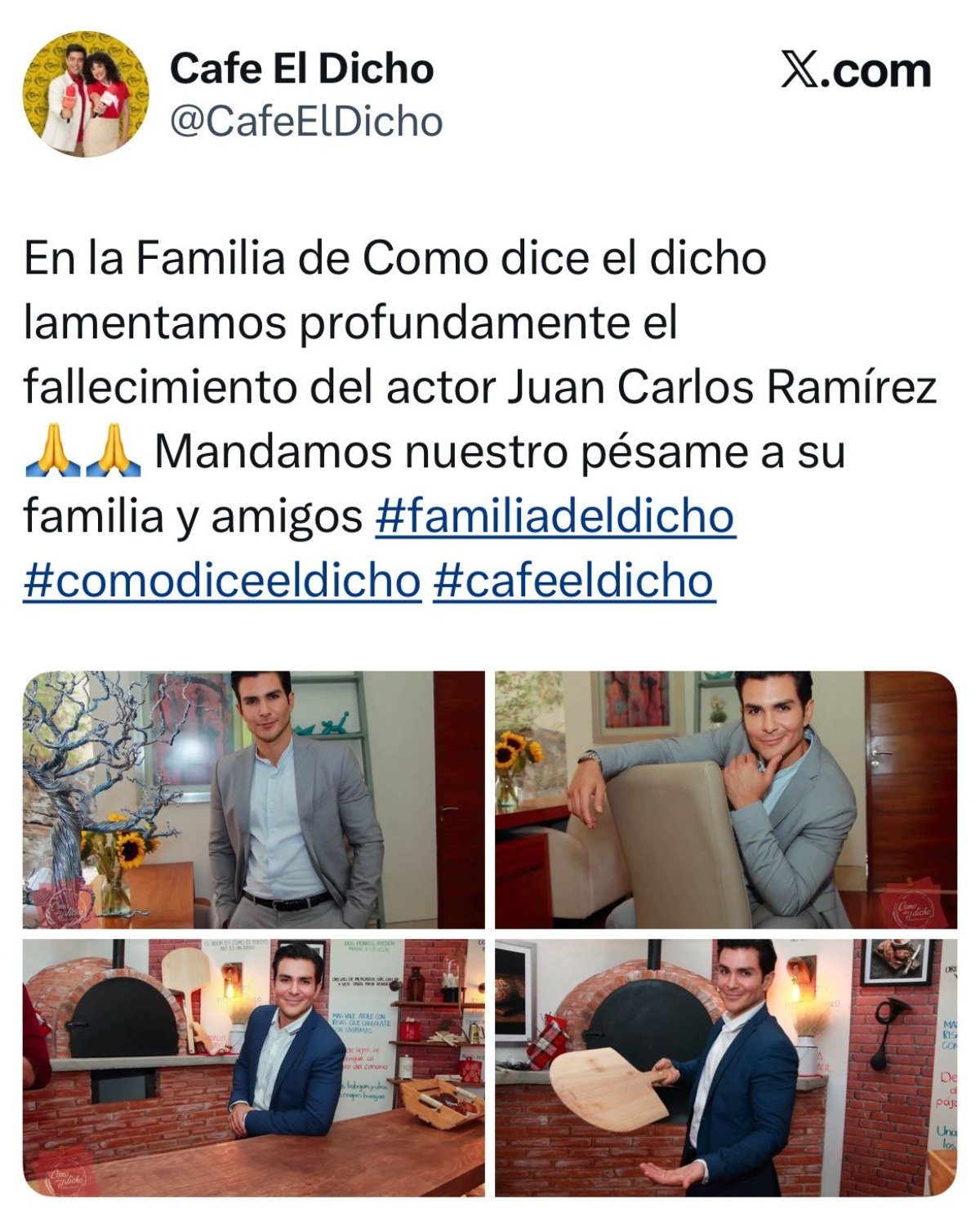 Juan Carlos Ramírez, luto, televisión