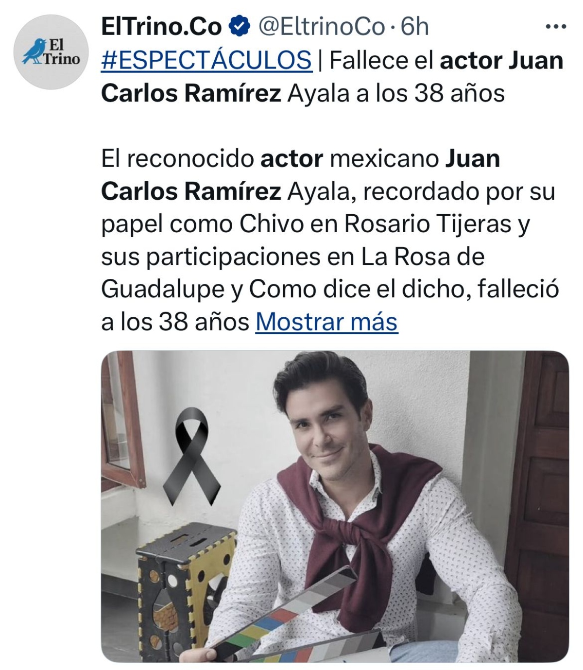 Juan Carlos Ramírez, luto, televisión