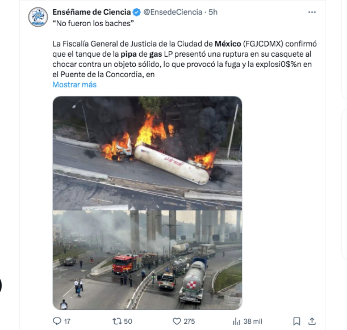 Explosión, pipa gas, México