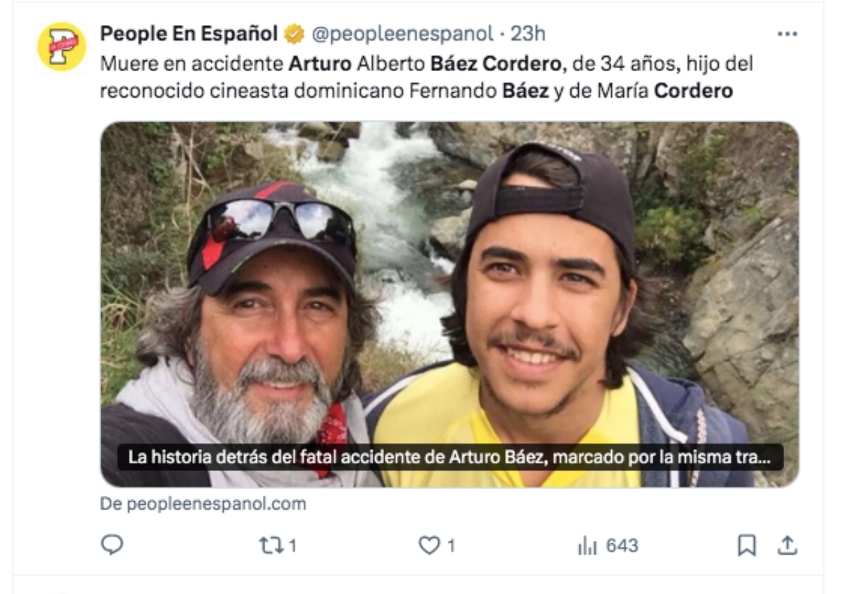 Arturo Báez, accidente