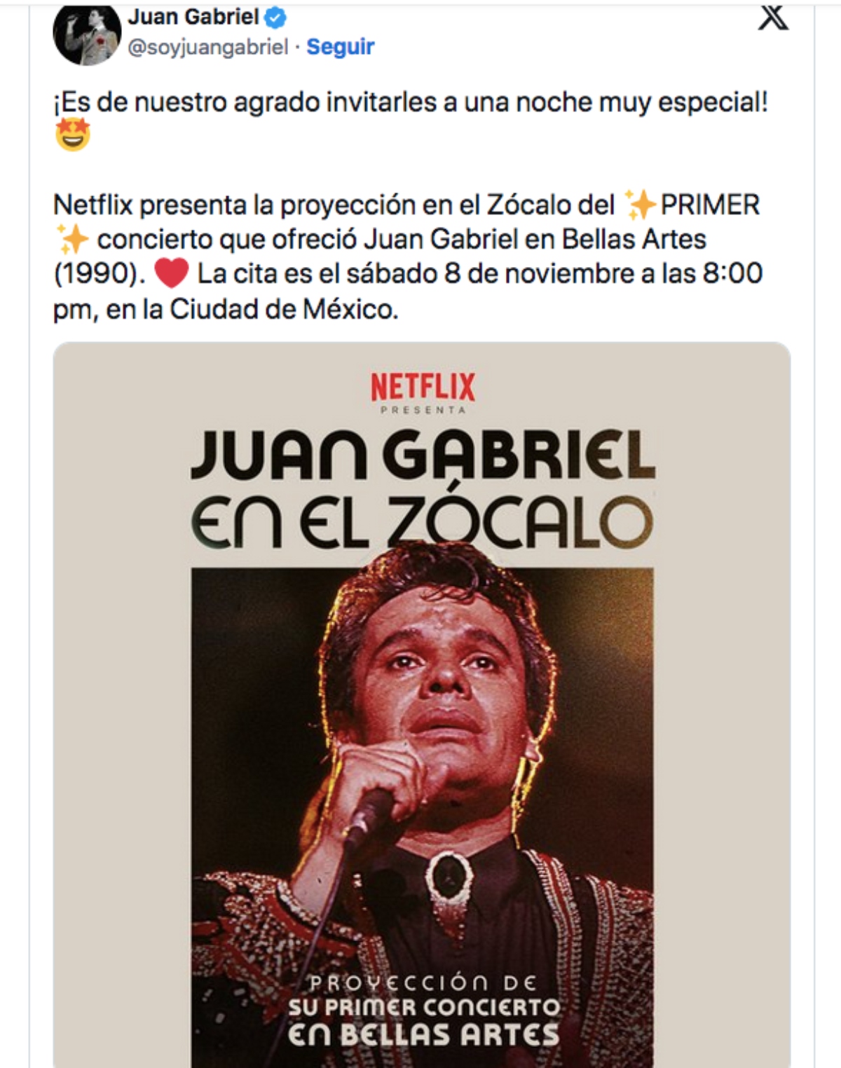 Juan Gabriel, Bellas Artes