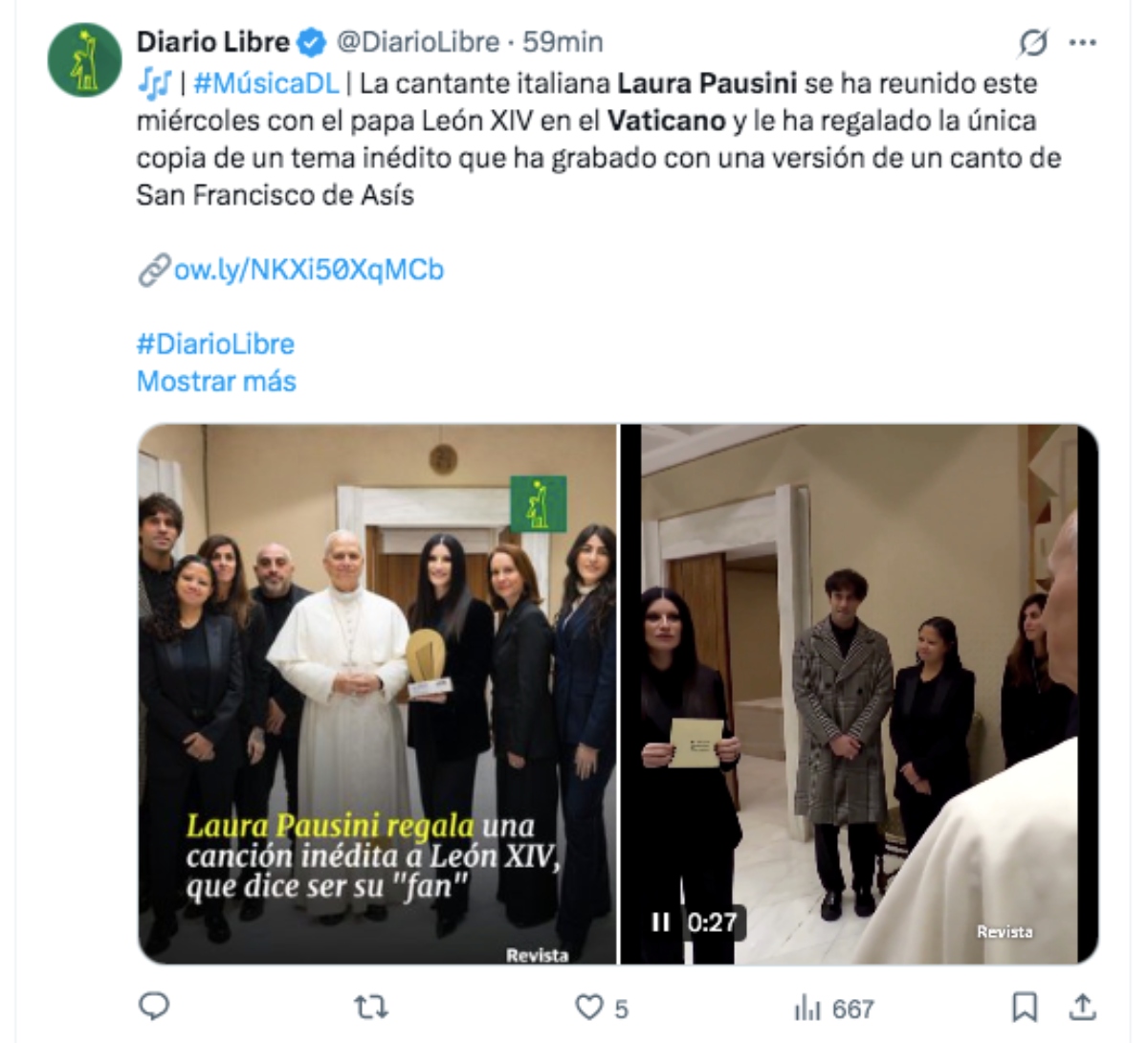 Laura Pausini, Papa León XIV