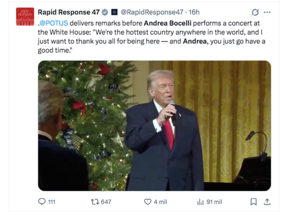 Andrea Bocelli, Trump