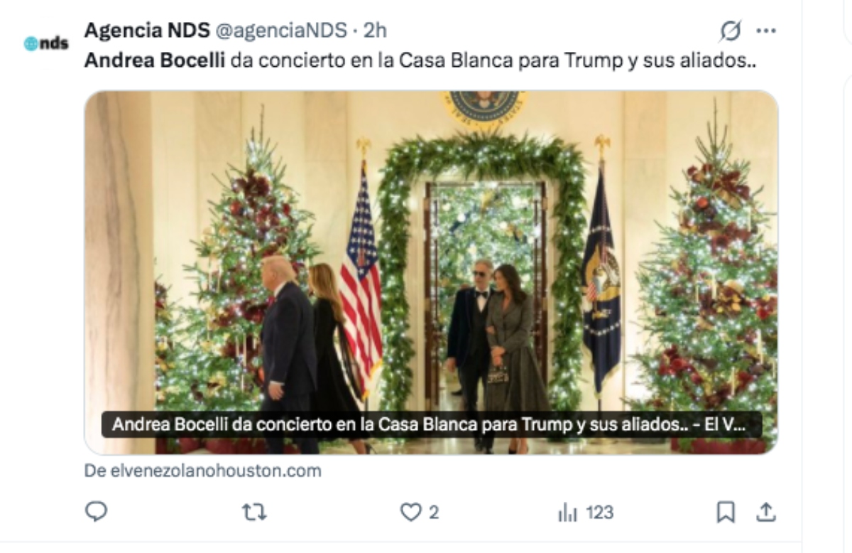 Andrea Bocelli, Trump