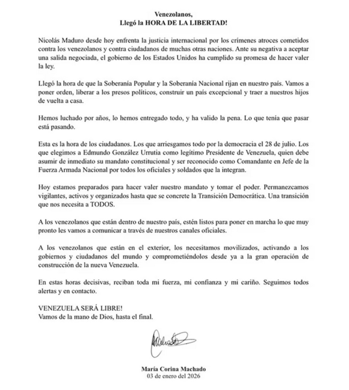 María Corina Machado, Venezuela
