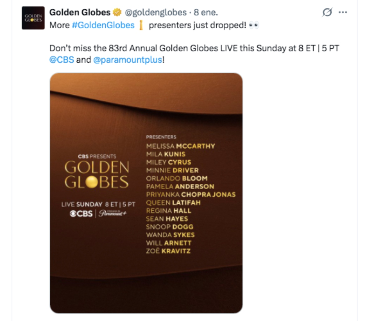 Globos de Oro, famosos