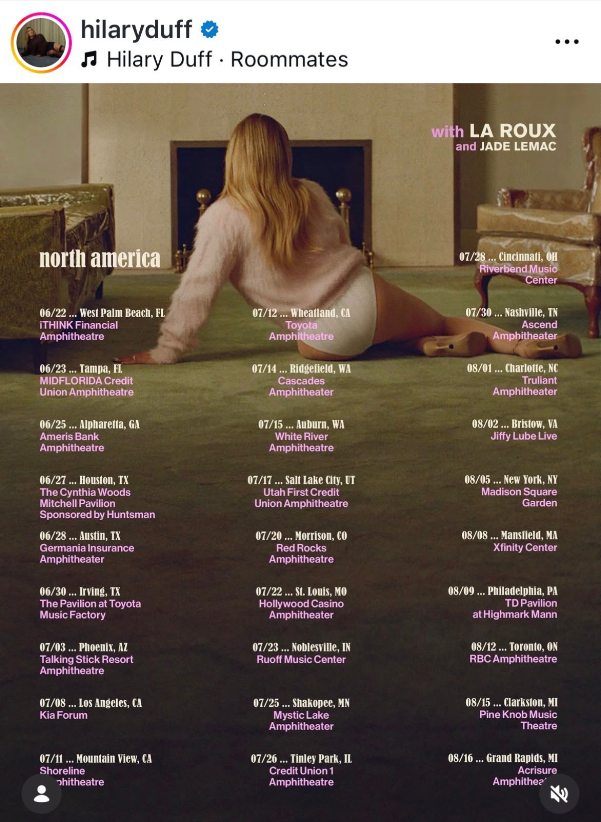 Hilary Duff, gira