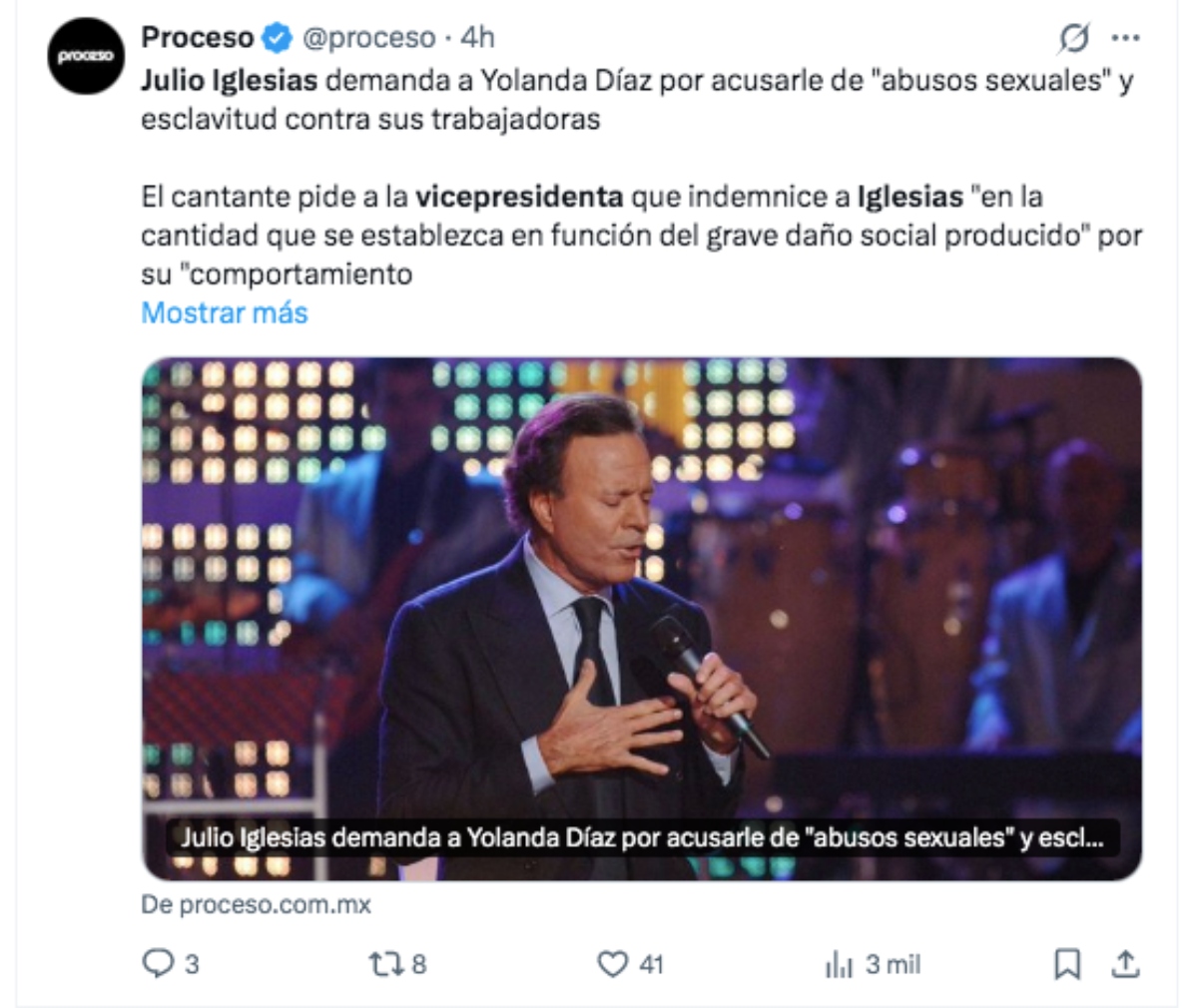 Julio Iglesias vicepresidenta, demanda