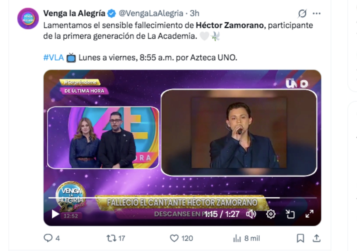 Héctor Zamorano muerte, música