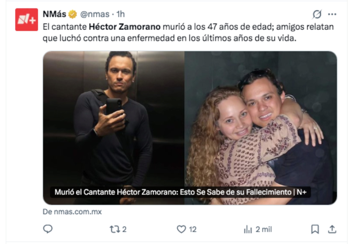 Héctor Zamorano muerte, música