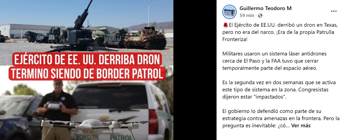 Ejército de Estados Unidos derriba dron