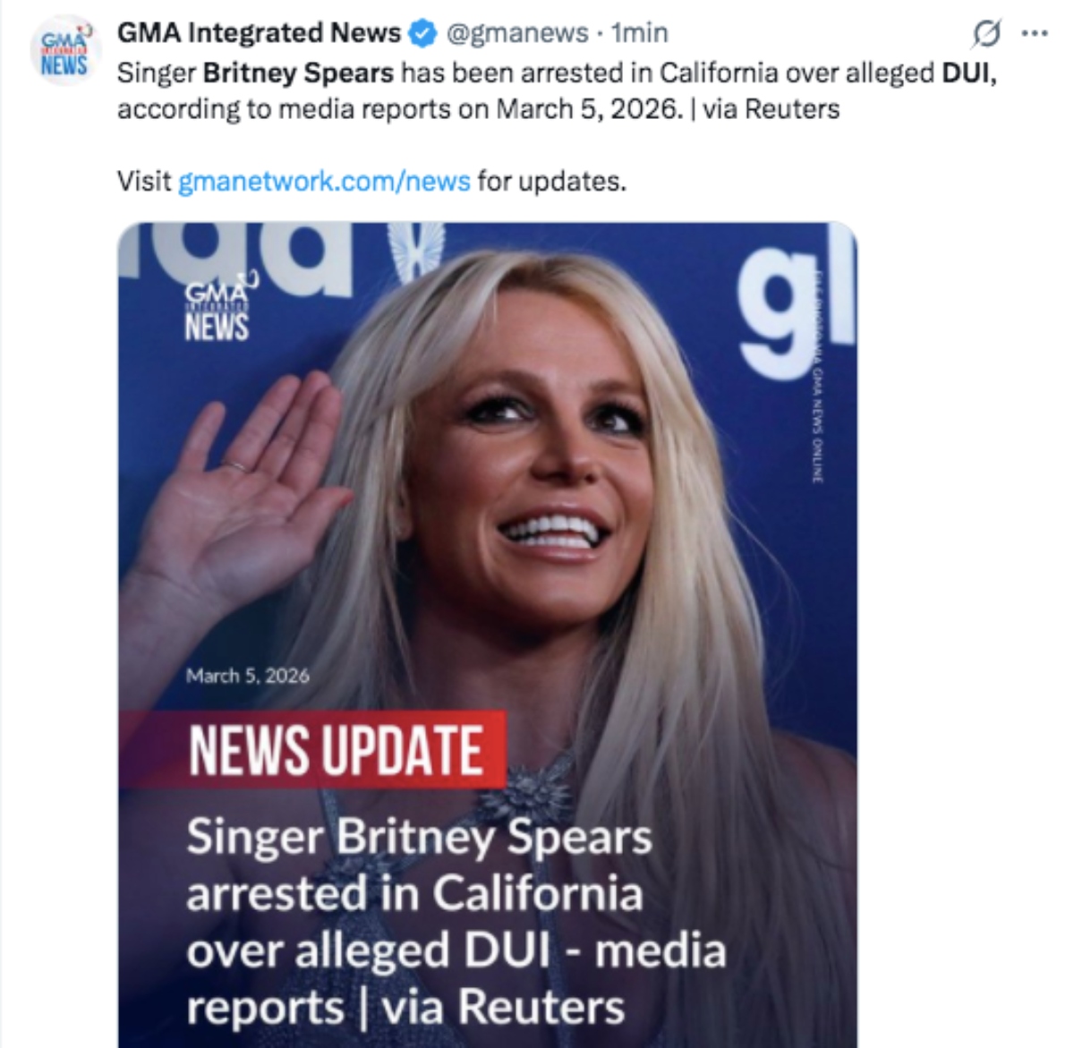 Britney Spears arrestada en California