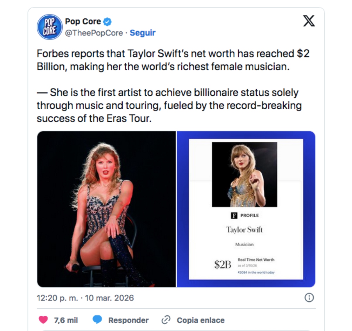 Taylor Swift riqueza Forbes