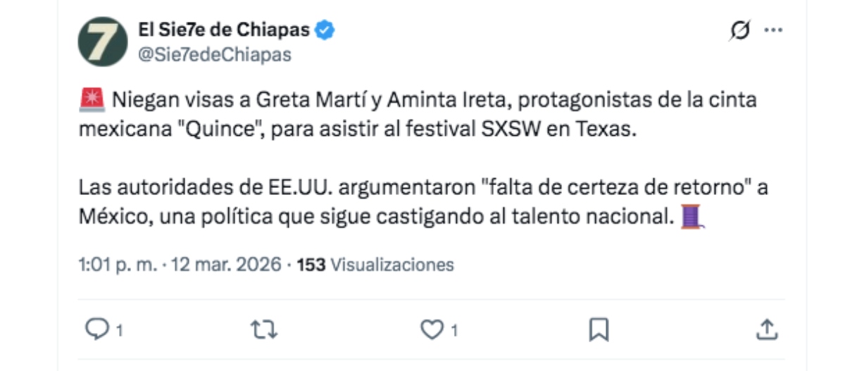 Niegan visa elenco película Quince por políticas migratorias