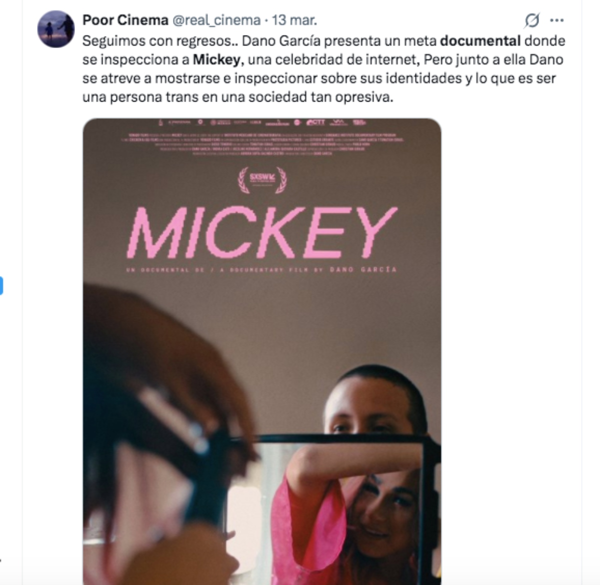 Documental Mickey habla sobre la identidad transexual
