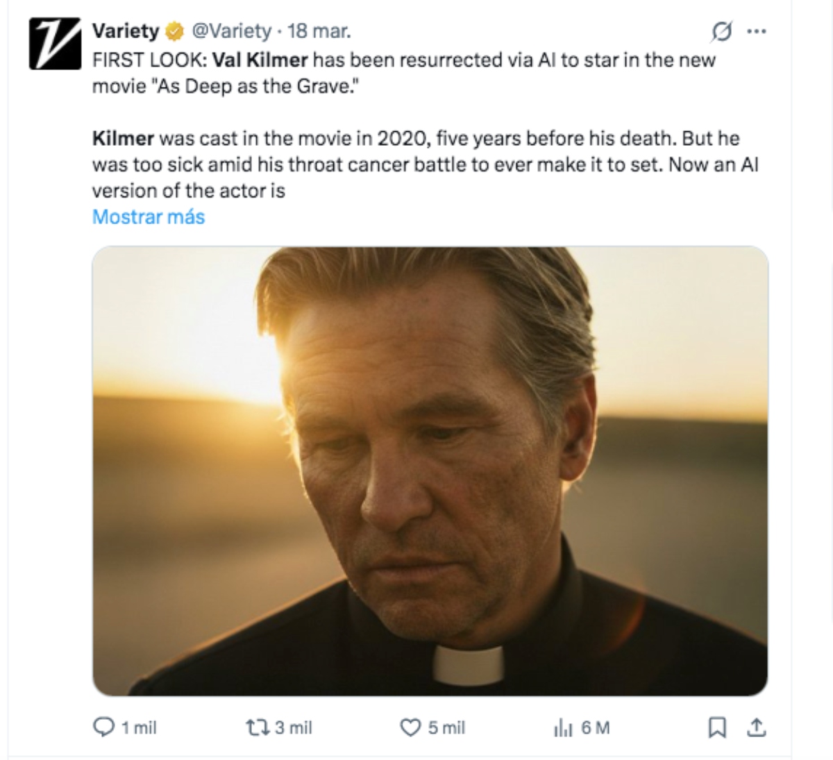 Val Kilmer resucita con Inteligencia Artificial
