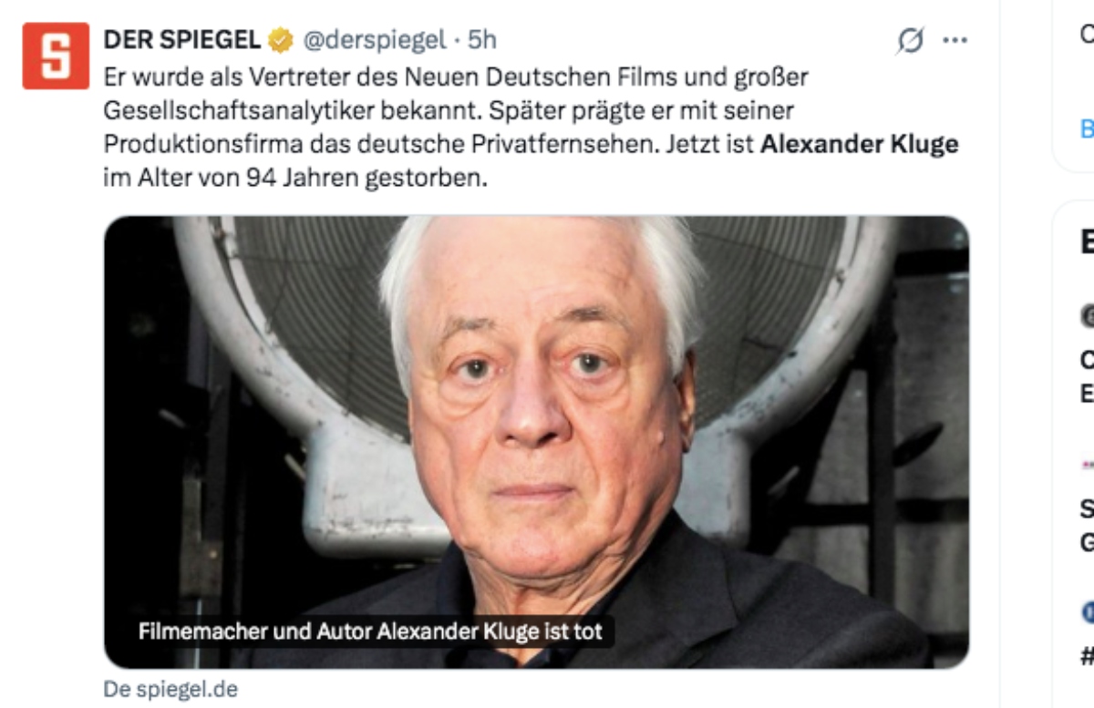 Muere el cineasta Alexander Kluge