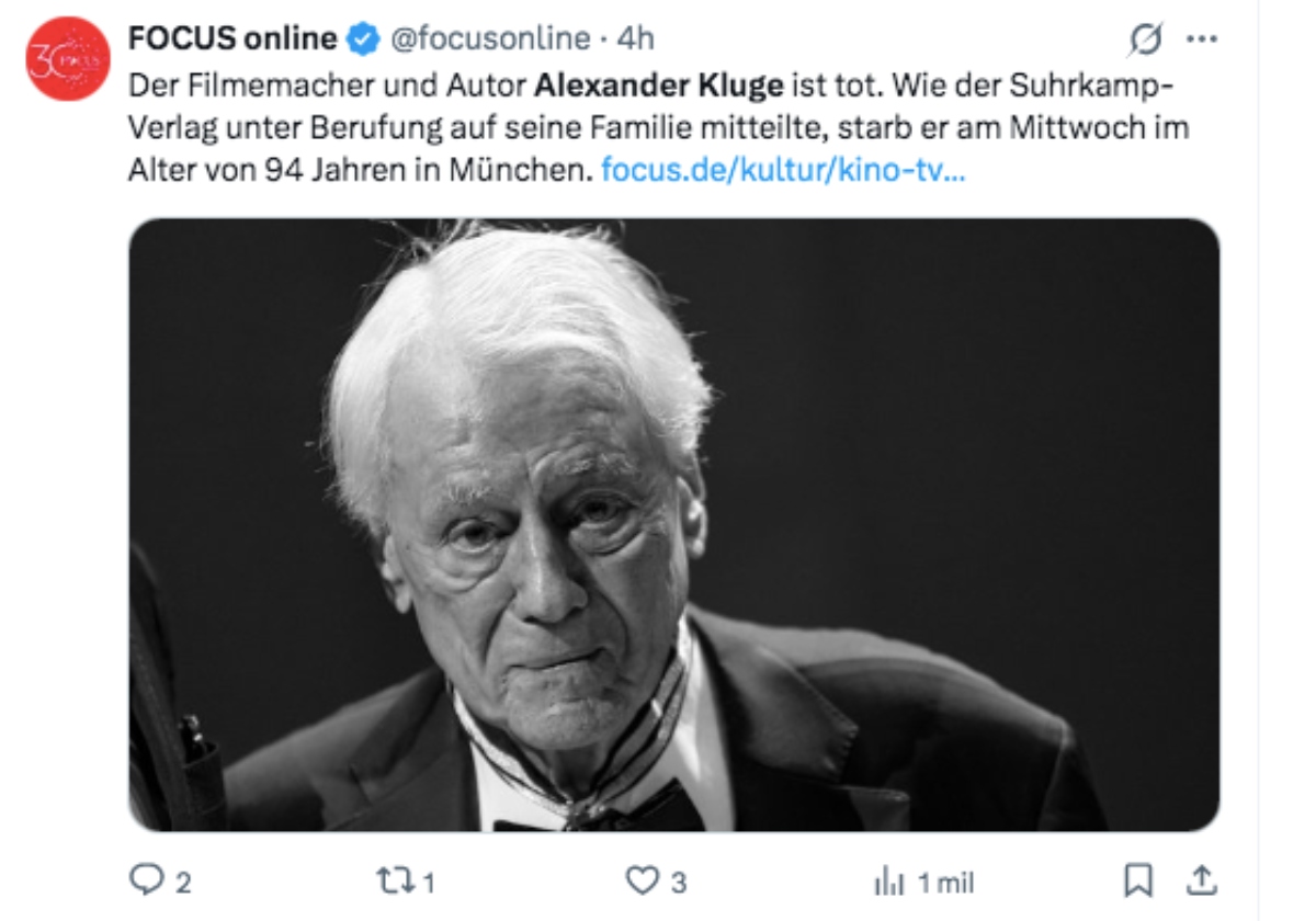 Muere el cineasta Alexander Kluge