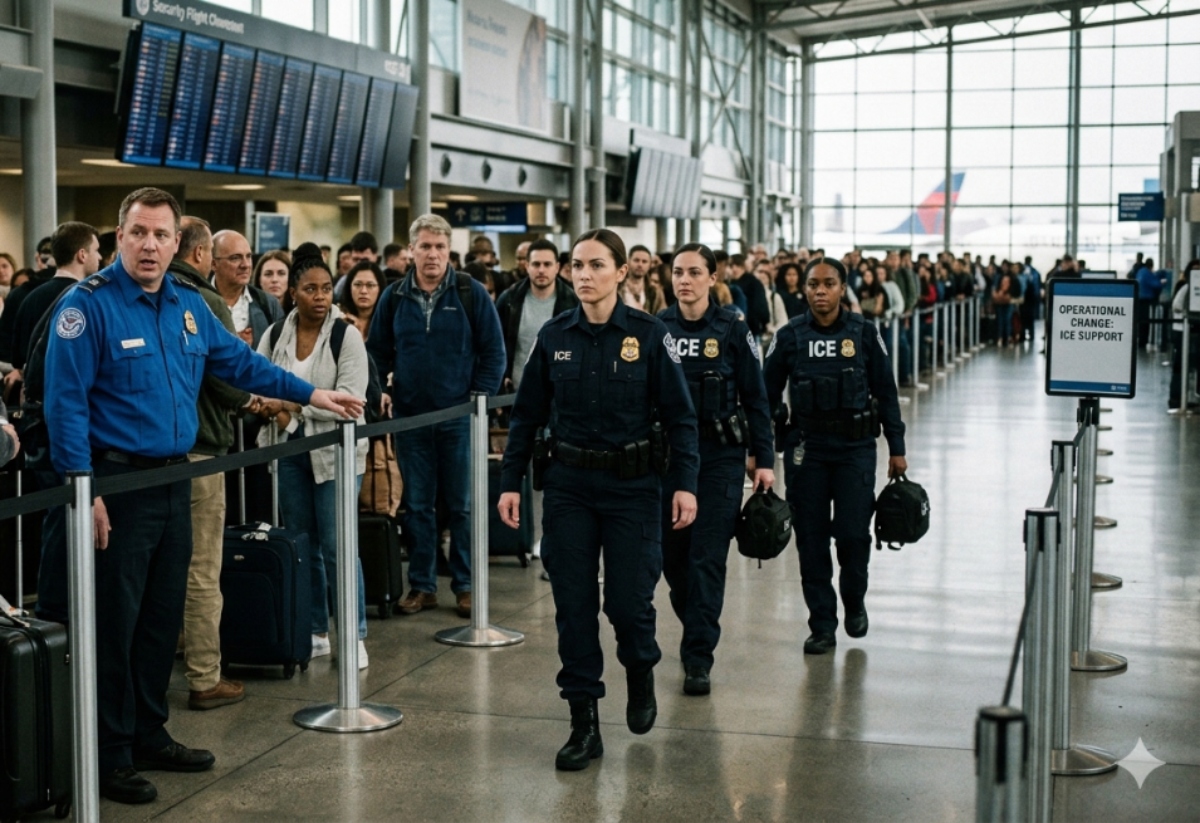 Agentes de ICE toman el control de los aeropuertos en EEUU a partir del lunes