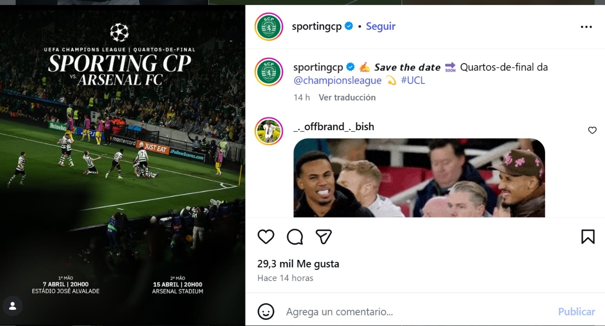 Champions League cuartos de final, Sporting Lisboa
