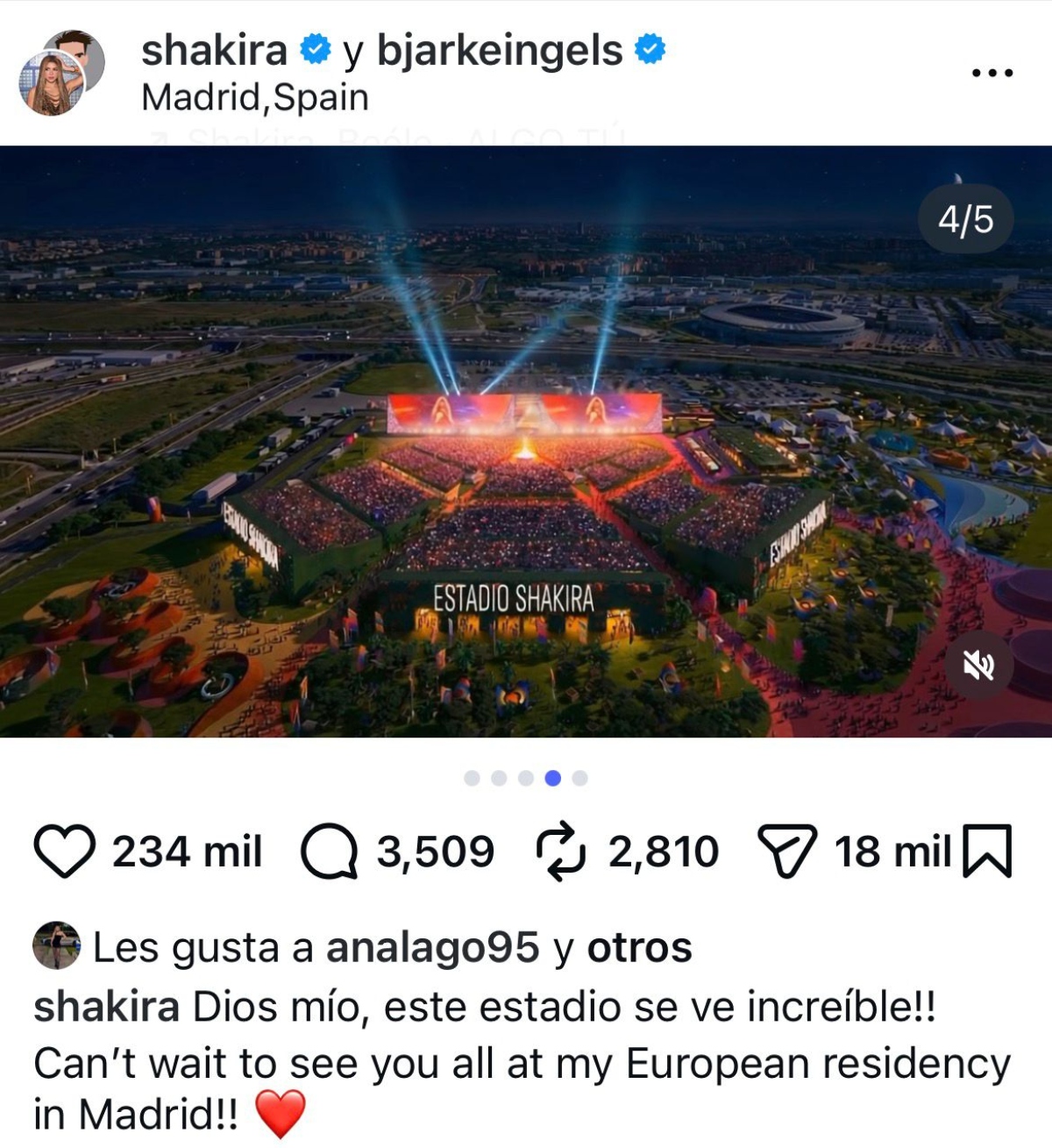Shakira y su nuevo estadio exclusivo en España