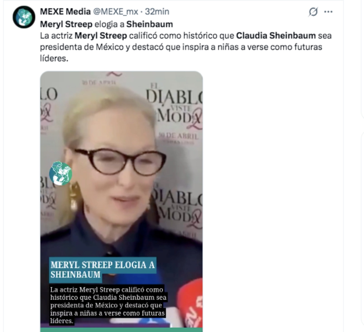 Claudia Sheinbaum agradeció a Meryl Streep
