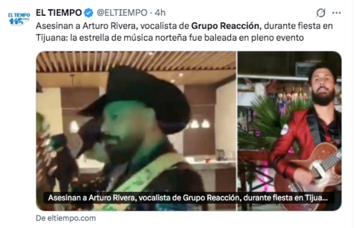 Grupo Reacción: le quitan la vida al vocalista Arturo Rivera