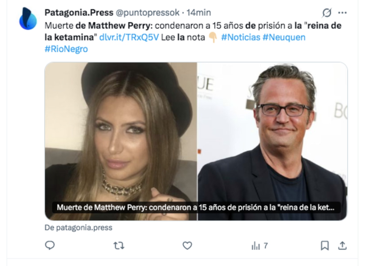 Matthew Perry sentencian a "La Reina de la Ketamina"