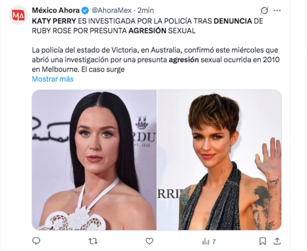 Katy Perry es investigada por la policía presunta agresión sexual