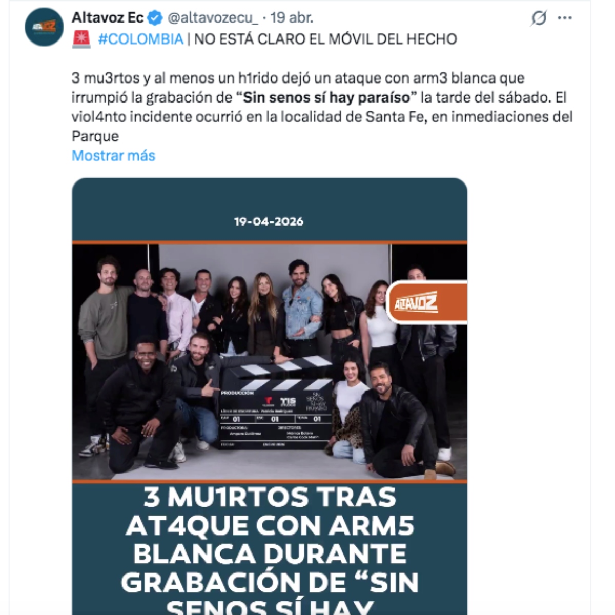 Atacante equipo de la serie 'Sin senos sí hay paraíso'