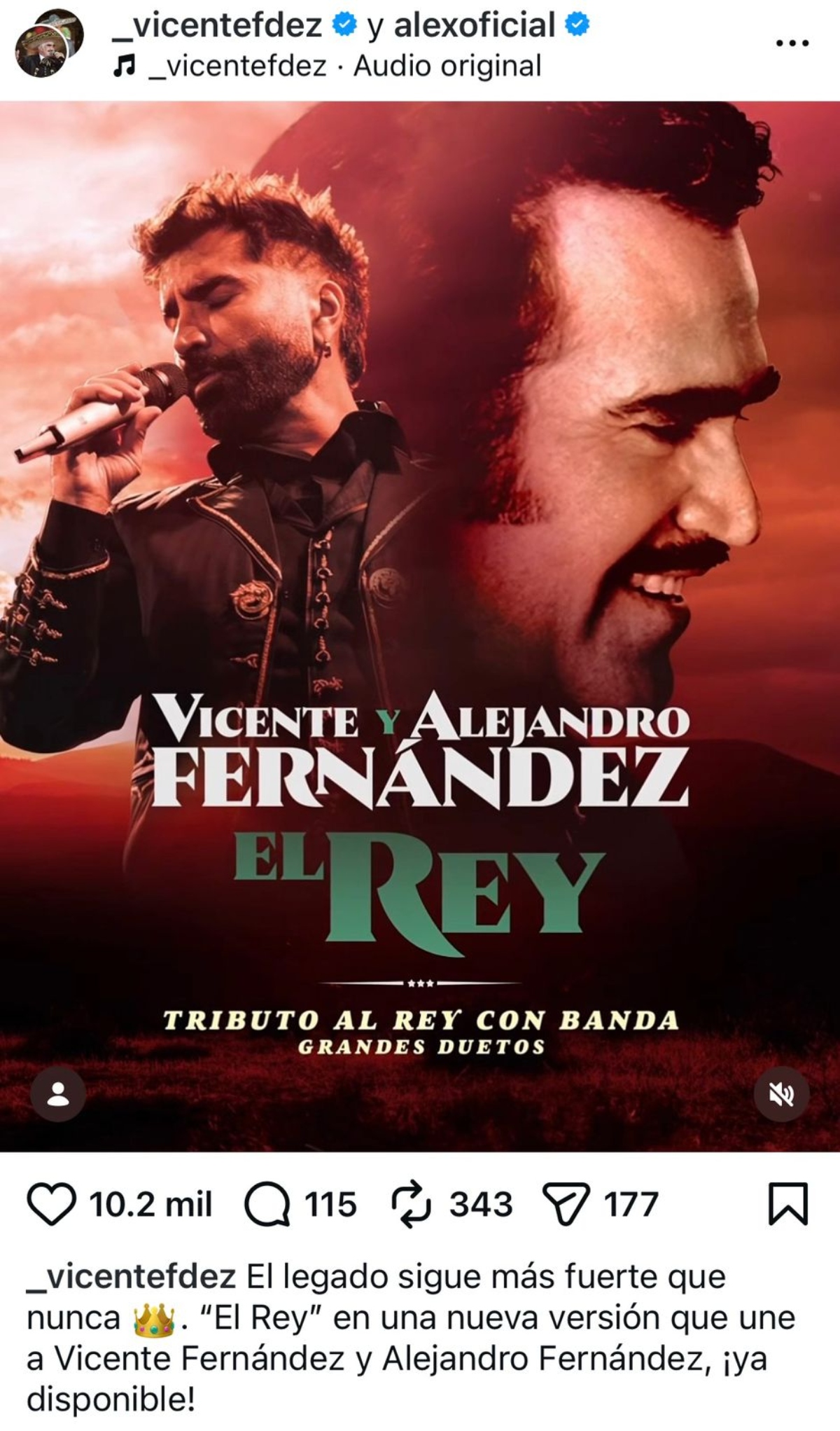 Alejandro Fernández and Vicente Fernández song El Rey