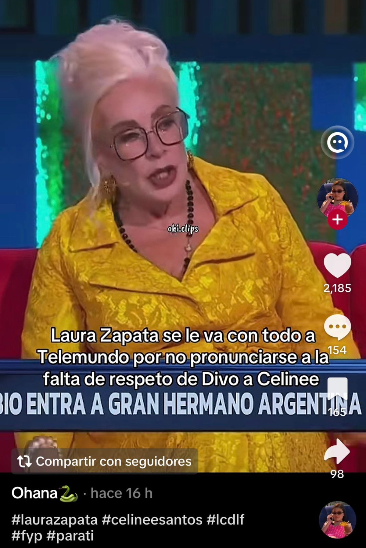 Laura Zapata expone a Telemundo en plena gala