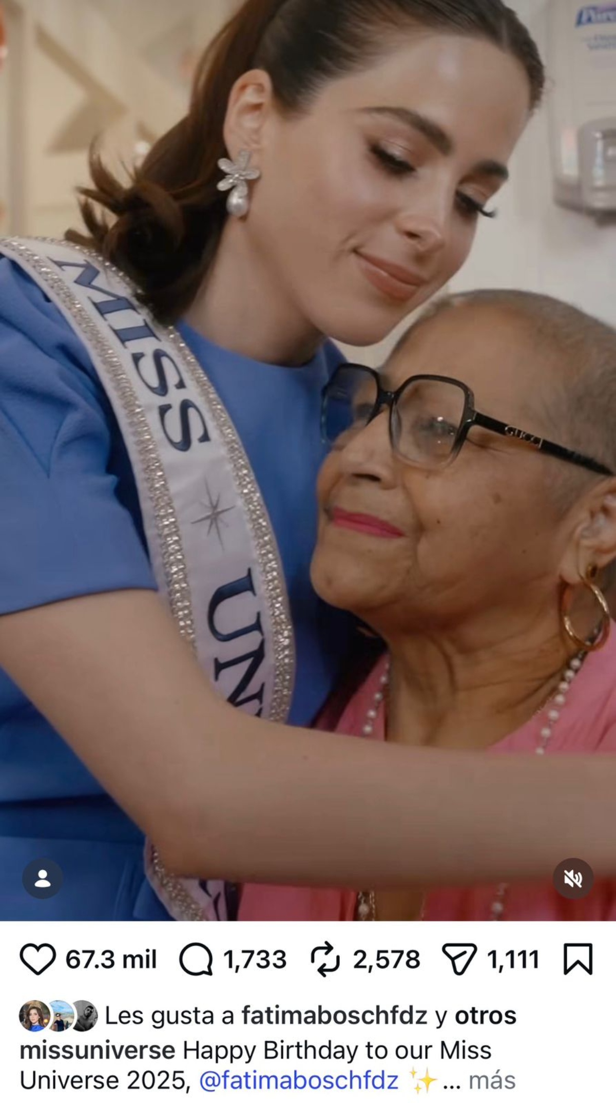 Miss Universo manda sentido mensaje a Fátima Bosch