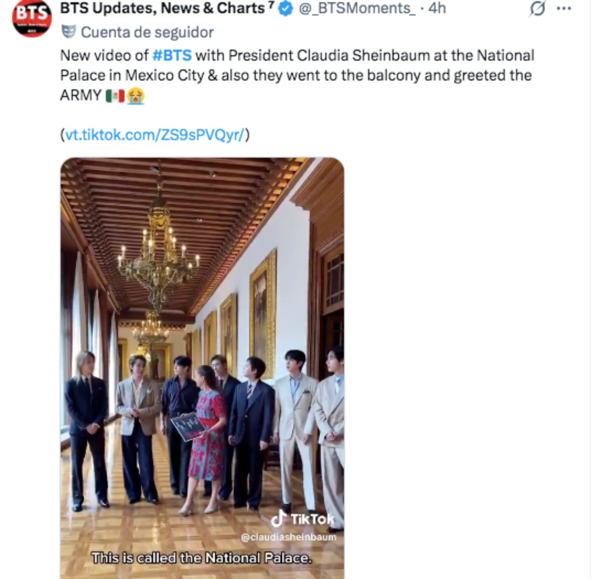 BTS promete a la presidenta de México regresar en 2027