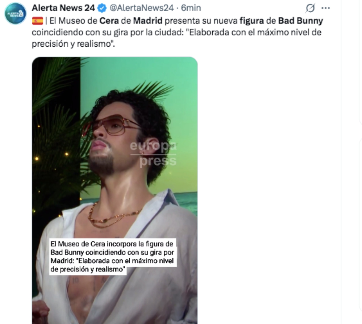 Figura de Bad Bunny es exhibida en Museo de Cera