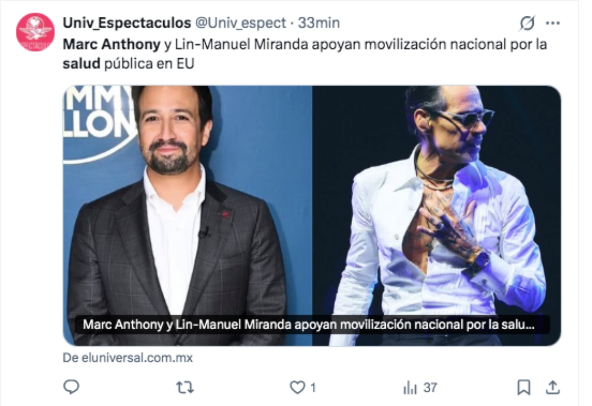 Marc Anthony protesta por recortes al sistema de salud en EEUU