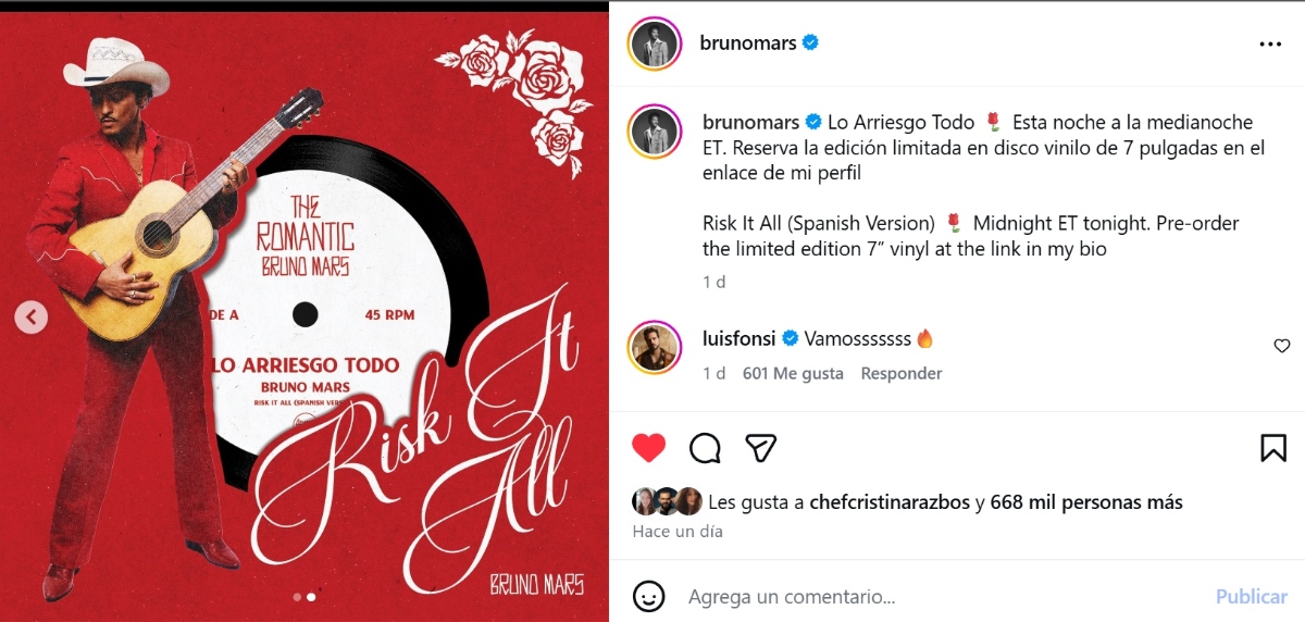 Bruno Mars canta español