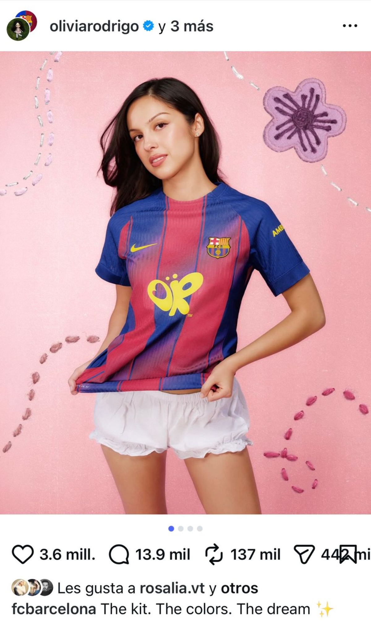 Olivia Rodrigo protagonista de la camiseta del Barça
